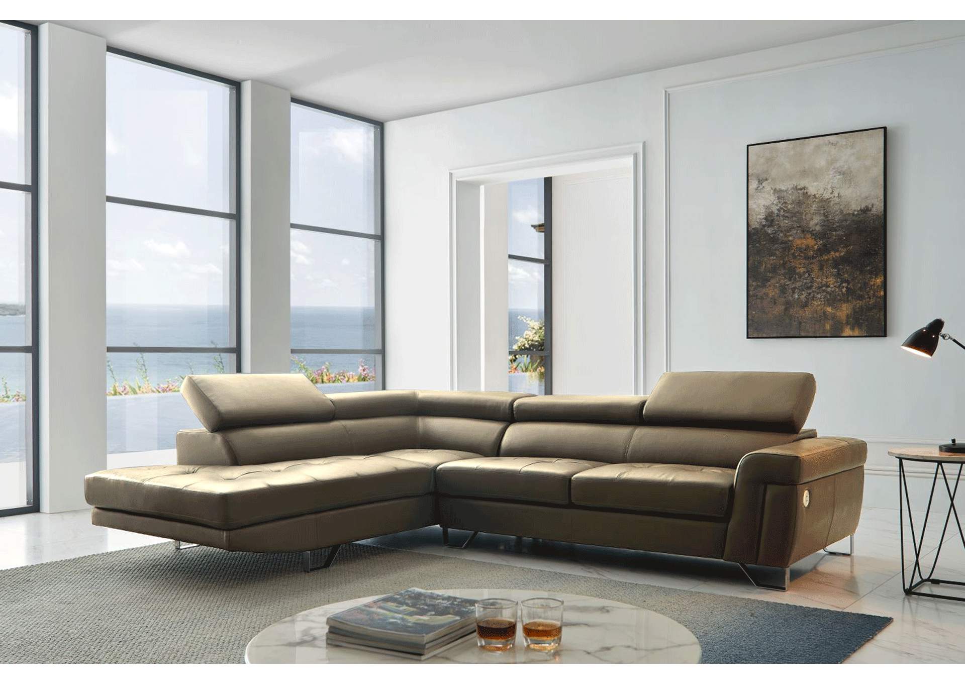 1807 Sectional Left Taupe SET,ESF Wholesale Furniture