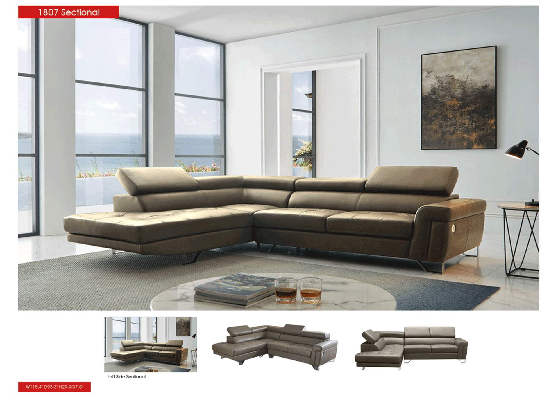 1807 Sectional Left Taupe SET,ESF Wholesale Furniture