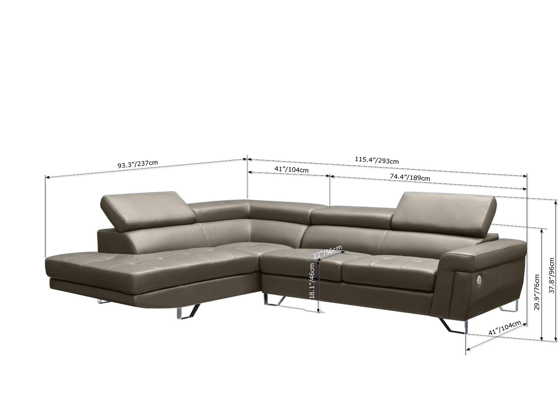 1807 Sectional Left Taupe SET,ESF Wholesale Furniture