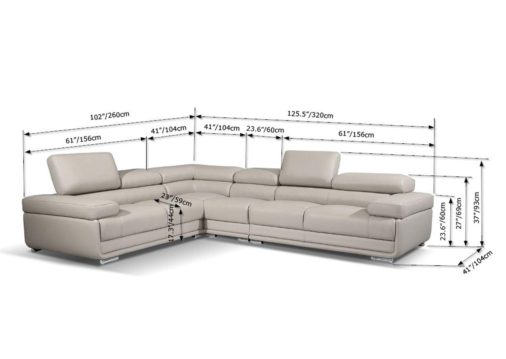 2119 Sectional Light Grey SET,ESF Wholesale Furniture