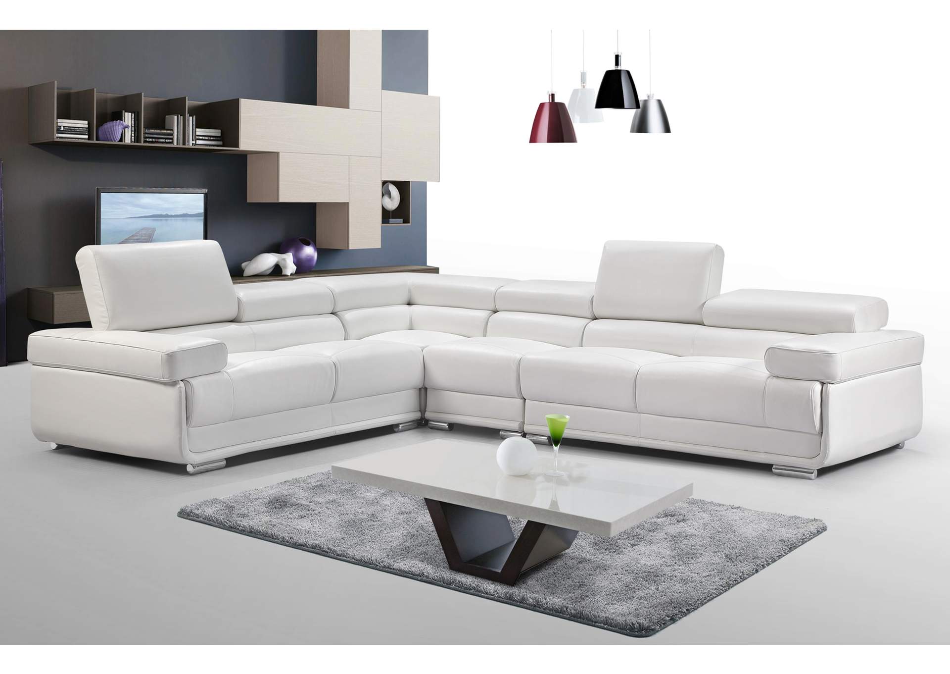 2119 Sectional White SET,ESF Wholesale Furniture