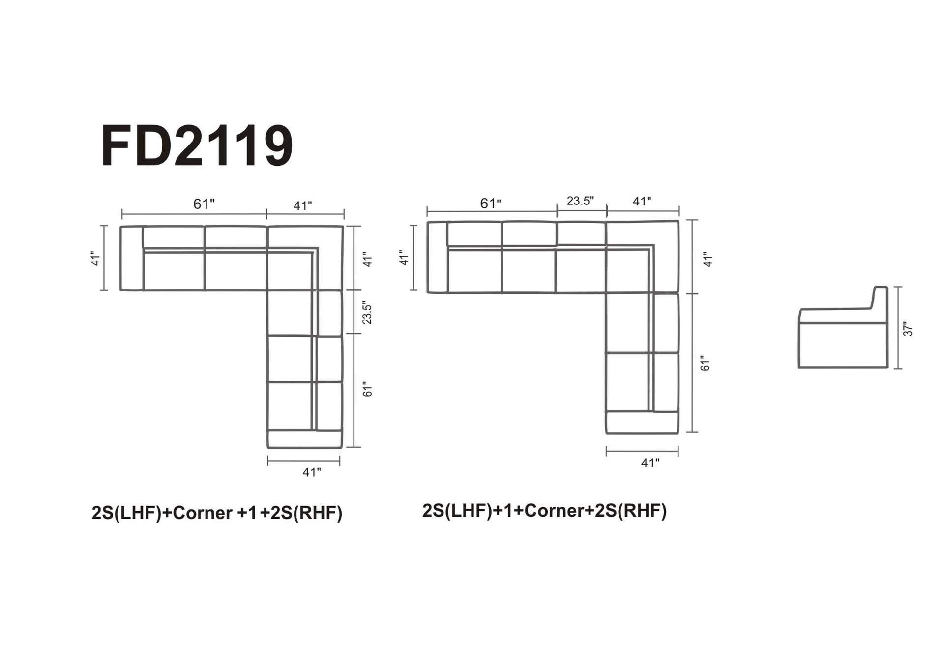 2119 Sectional Left Or Right,ESF Wholesale Furniture