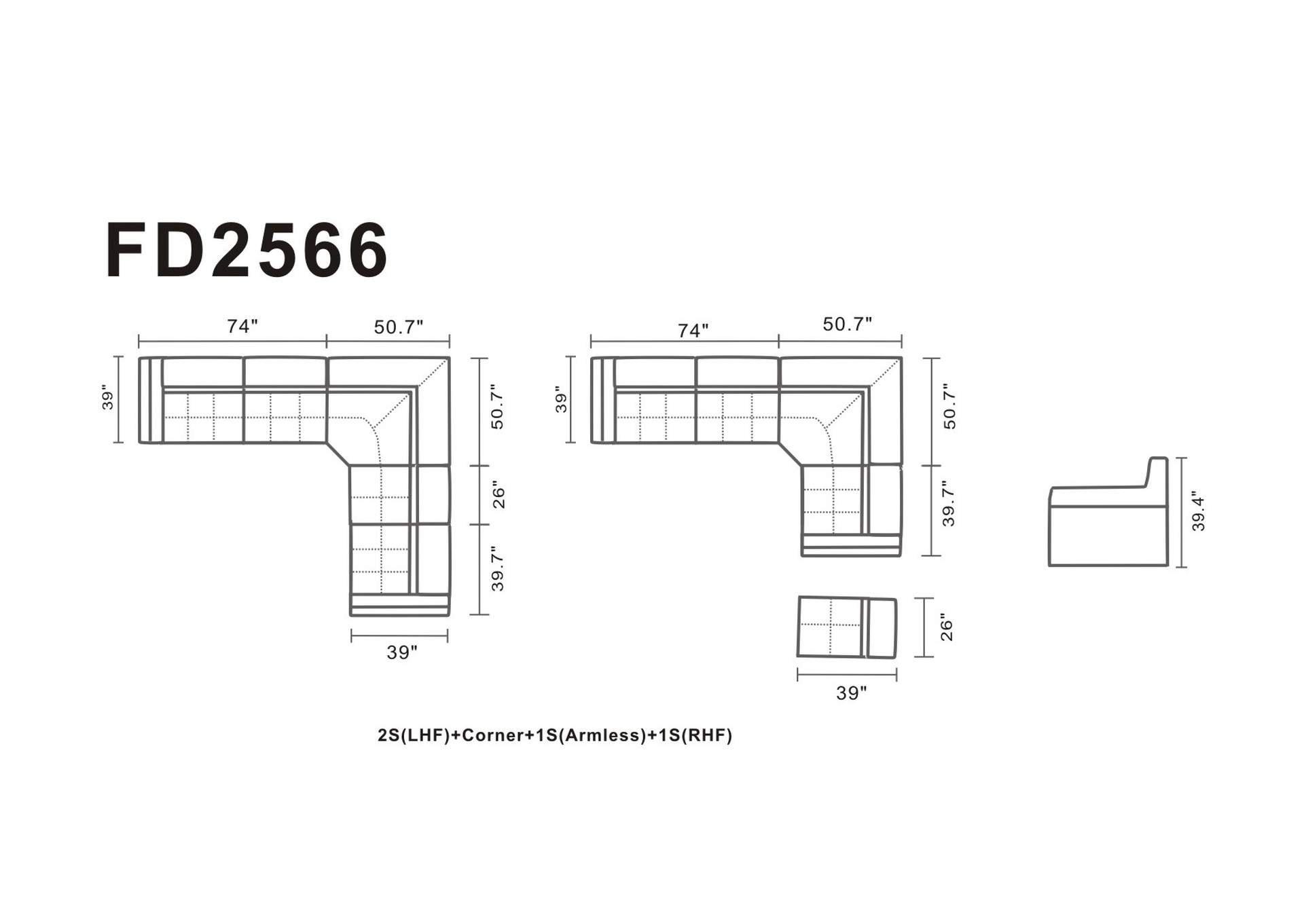 2566 Sectional,ESF Wholesale Furniture