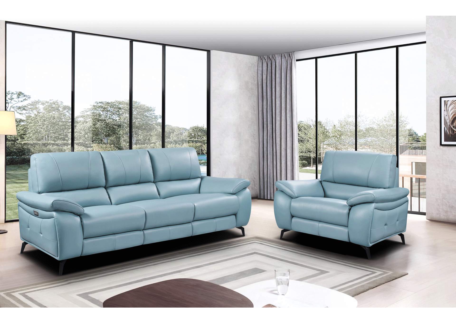 2934 Blue with Electric Recliners SET,ESF Wholesale Furniture