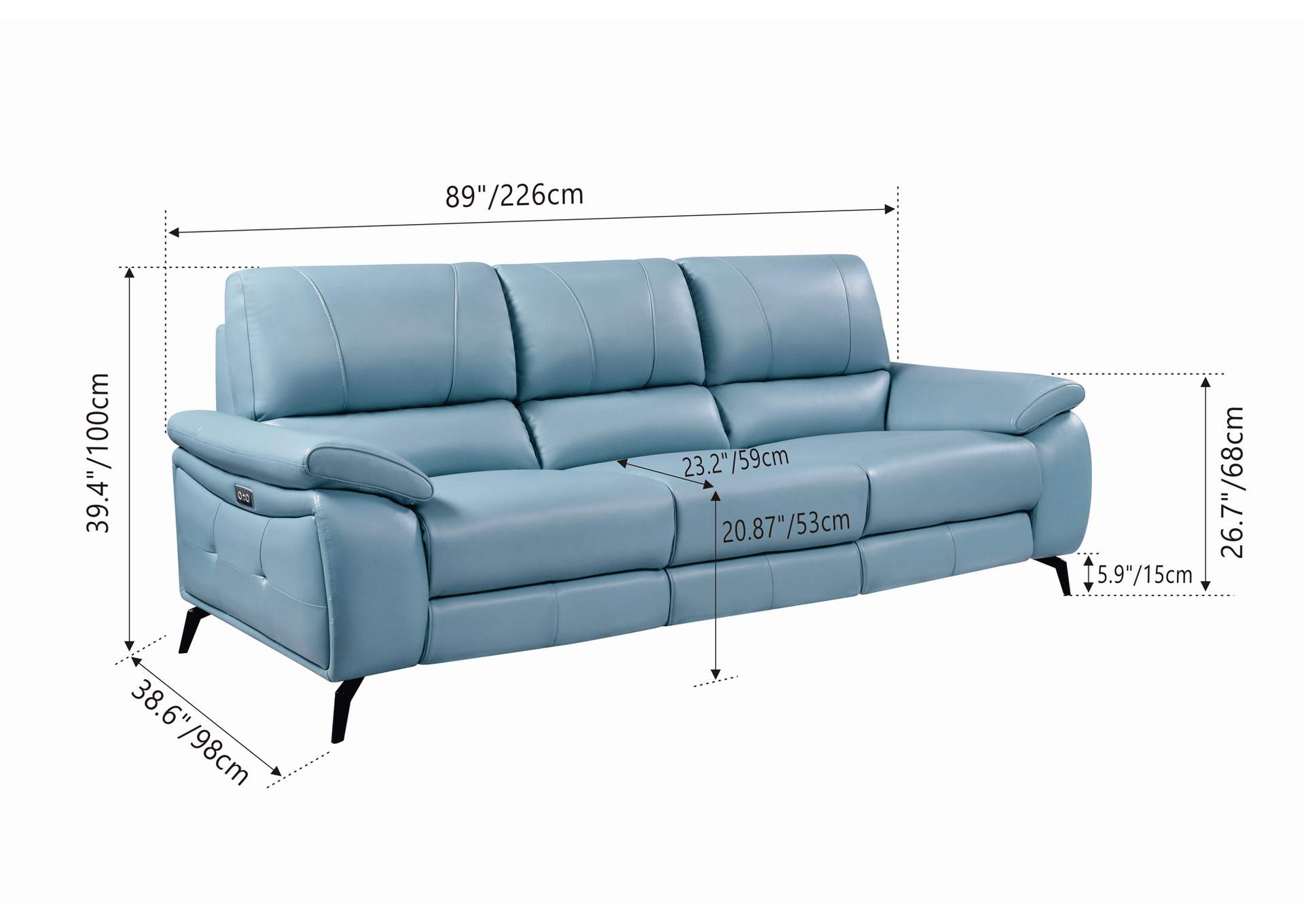 2934 Blue with Electric Recliners SET,ESF Wholesale Furniture