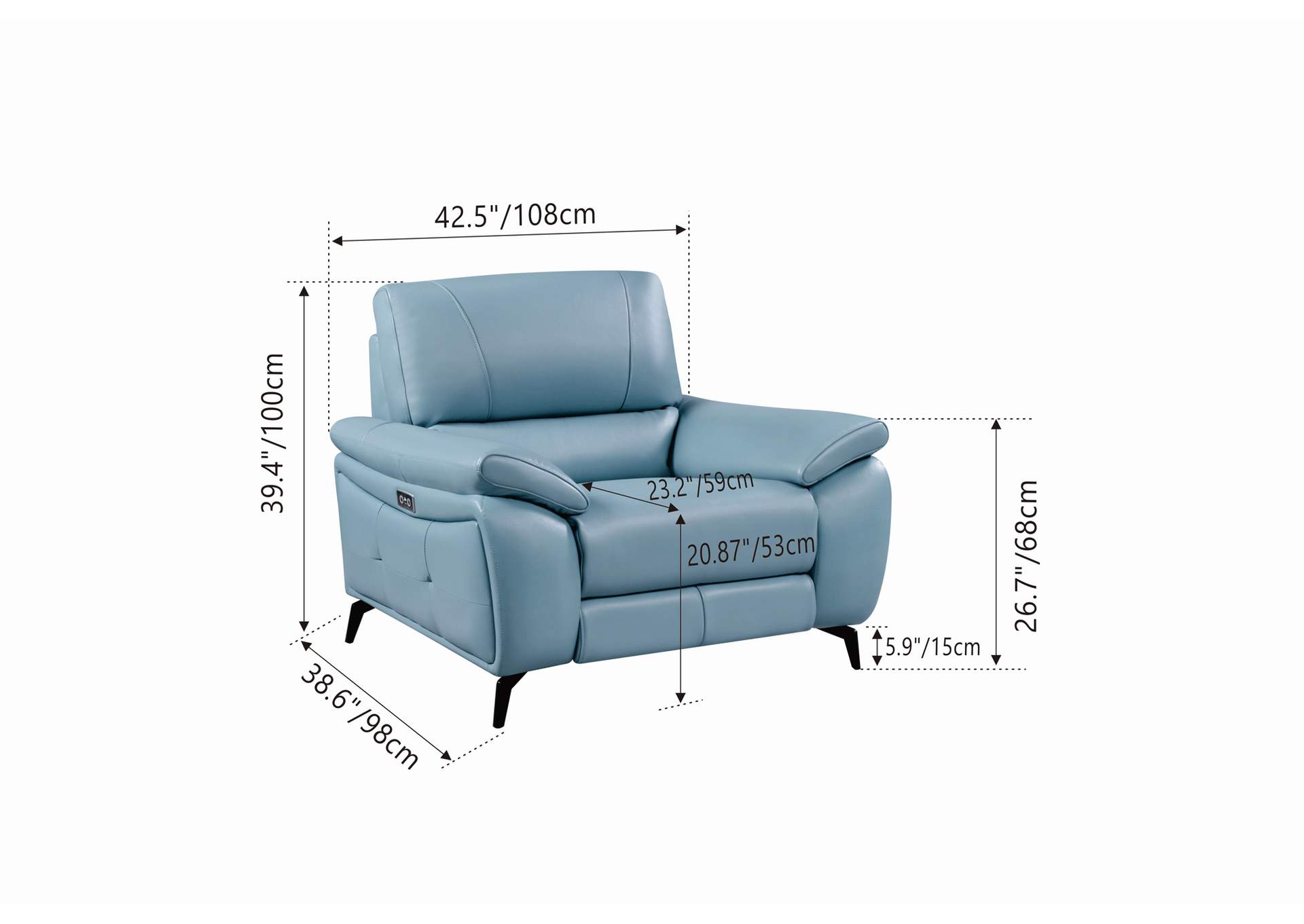 2934 Blue with Electric Recliners SET,ESF Wholesale Furniture