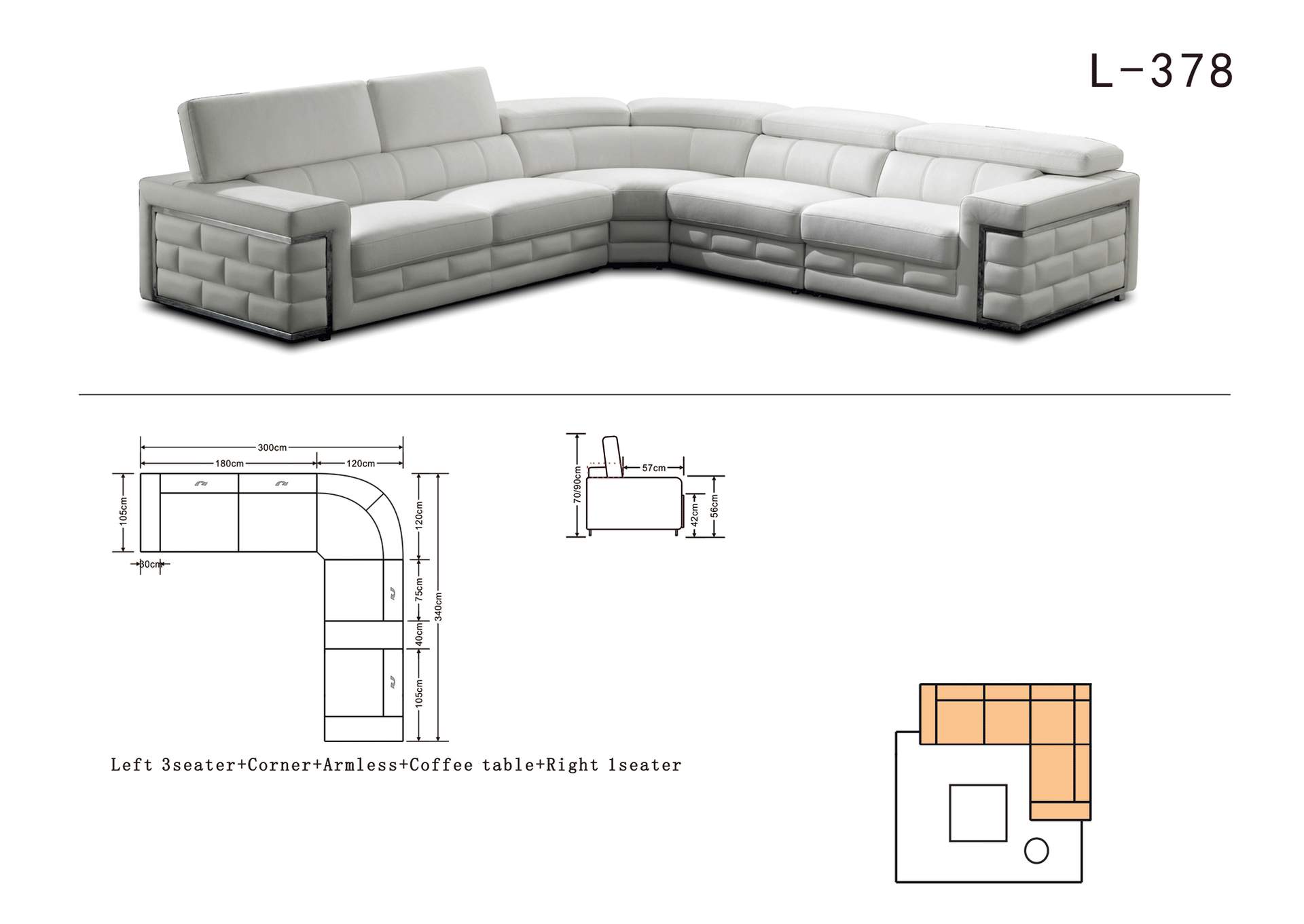 378 Sectional SET,ESF Wholesale Furniture