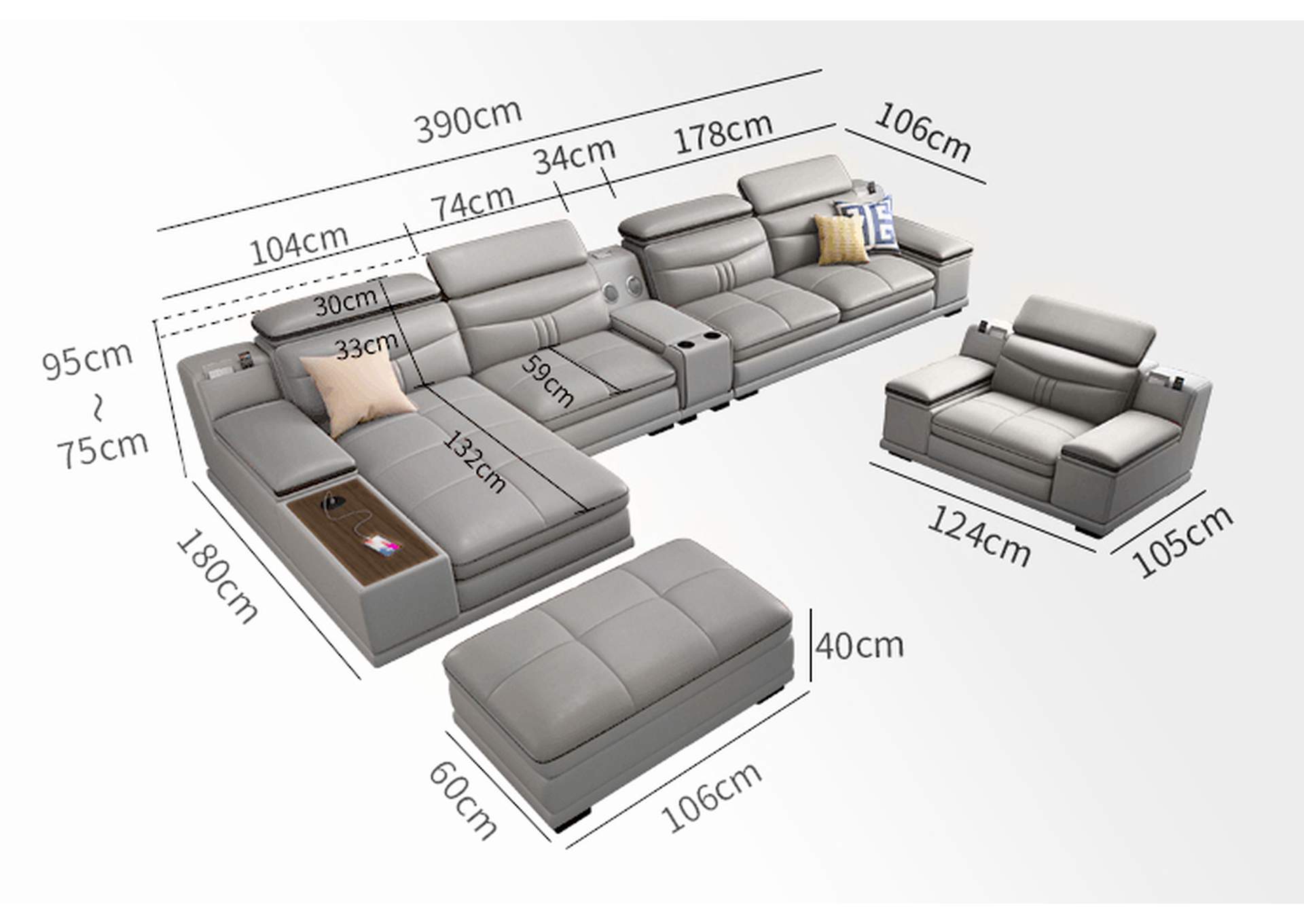 908 Sectional Left,ESF Wholesale Furniture