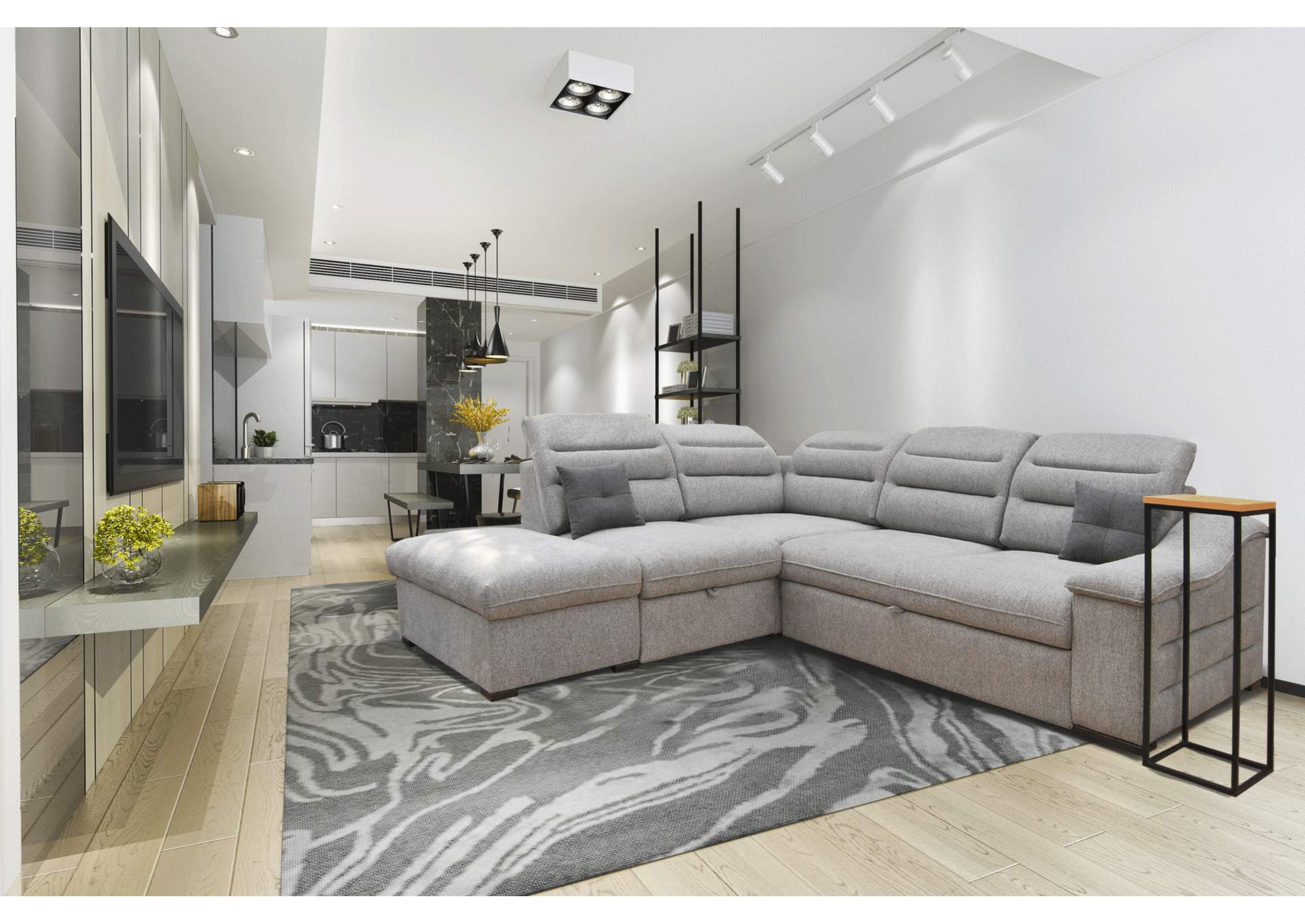 Oliver Sectional with Bed and Storage SET,ESF Wholesale Furniture