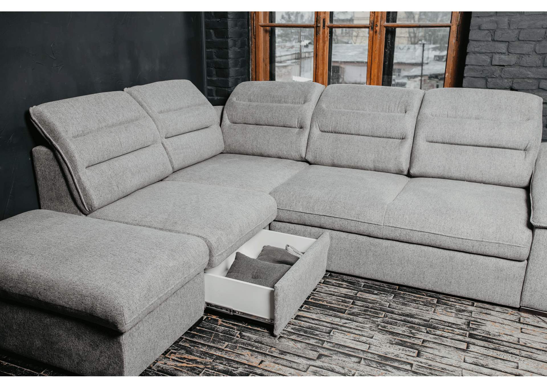 Oliver Sectional Left with Bed and Storage,ESF Wholesale Furniture