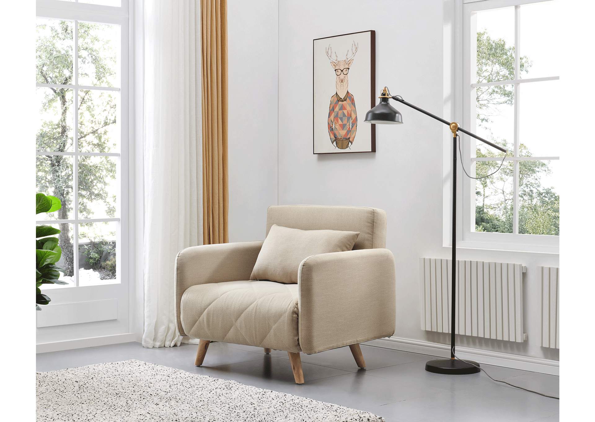 Light Beige Cardiff Beige Chair-Bed,ESF Wholesale Furniture