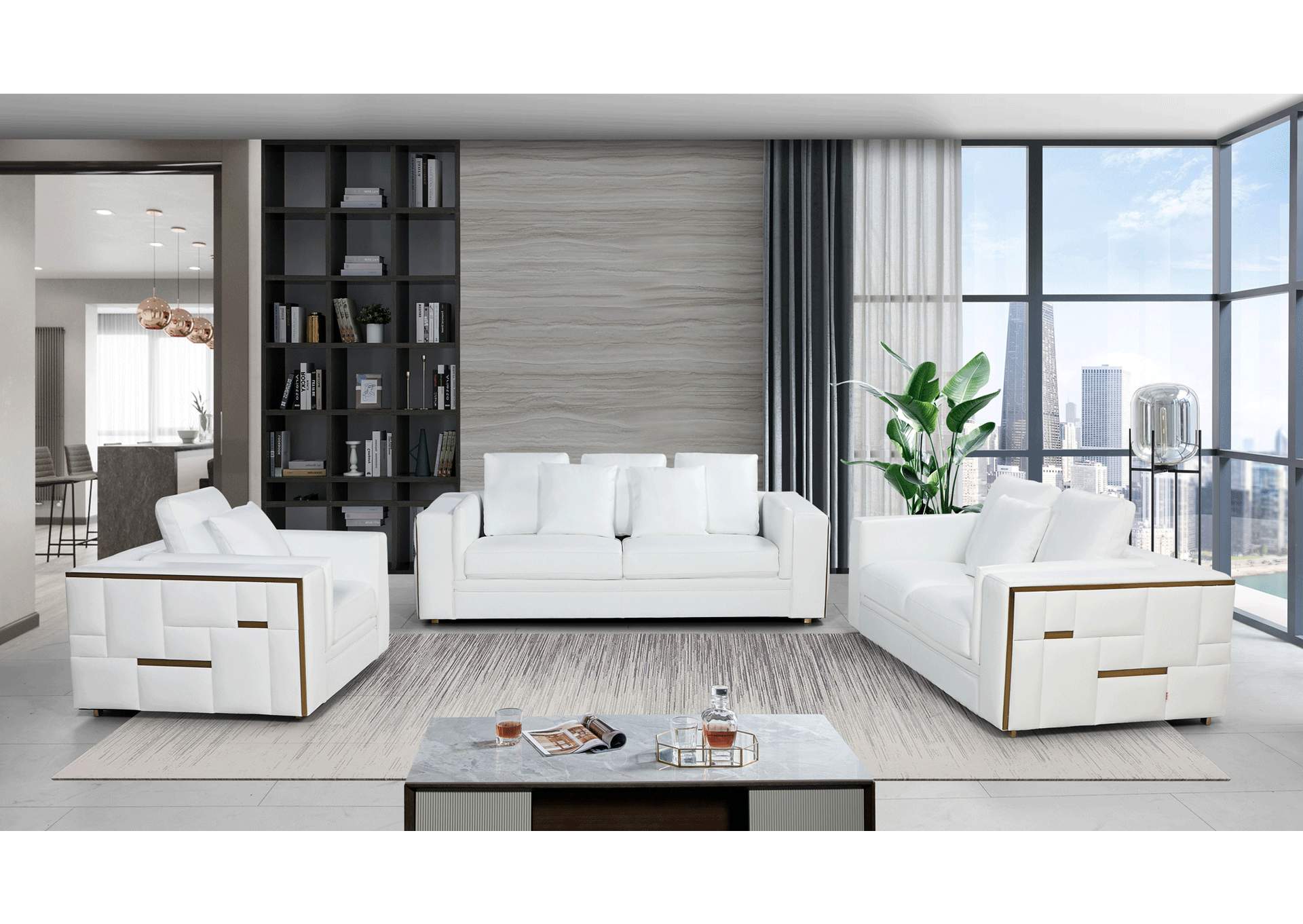 1005 White Living Room SET,ESF Wholesale Furniture