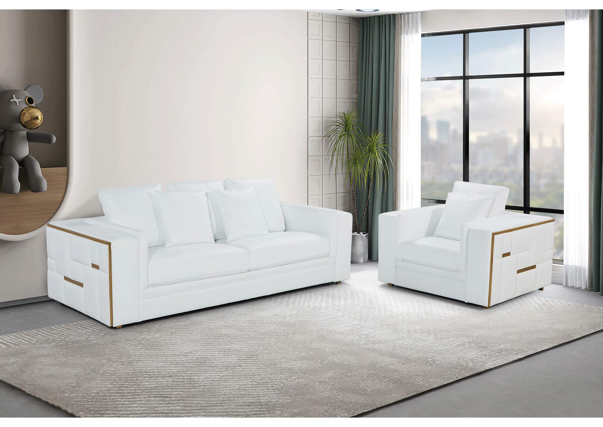 1005 White Living Room SET,ESF Wholesale Furniture