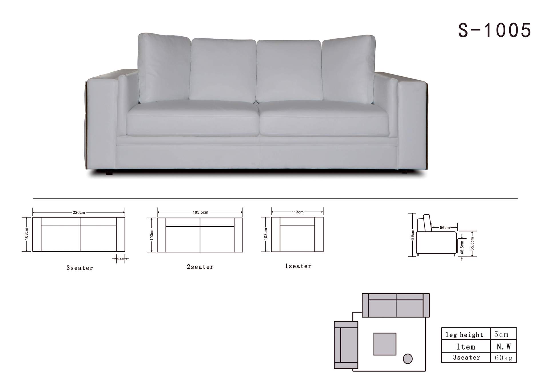 1005 White Living Room SET,ESF Wholesale Furniture