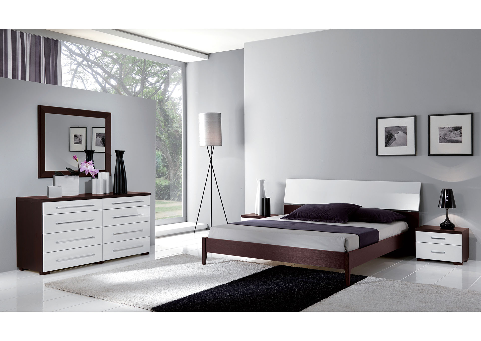 Luxury White & Black 6 Drawer Chest,ESF Wholesale Furniture
