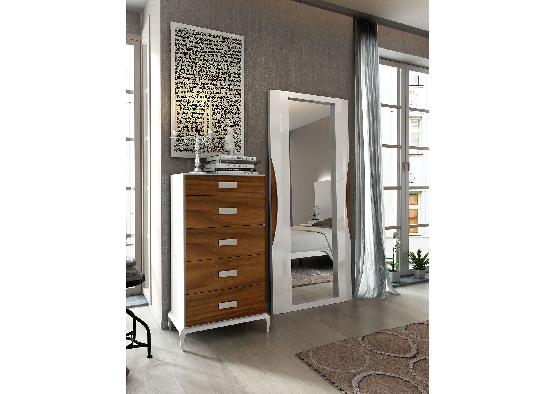 Malaga White & Walnut Malaga Chest,ESF Wholesale Furniture