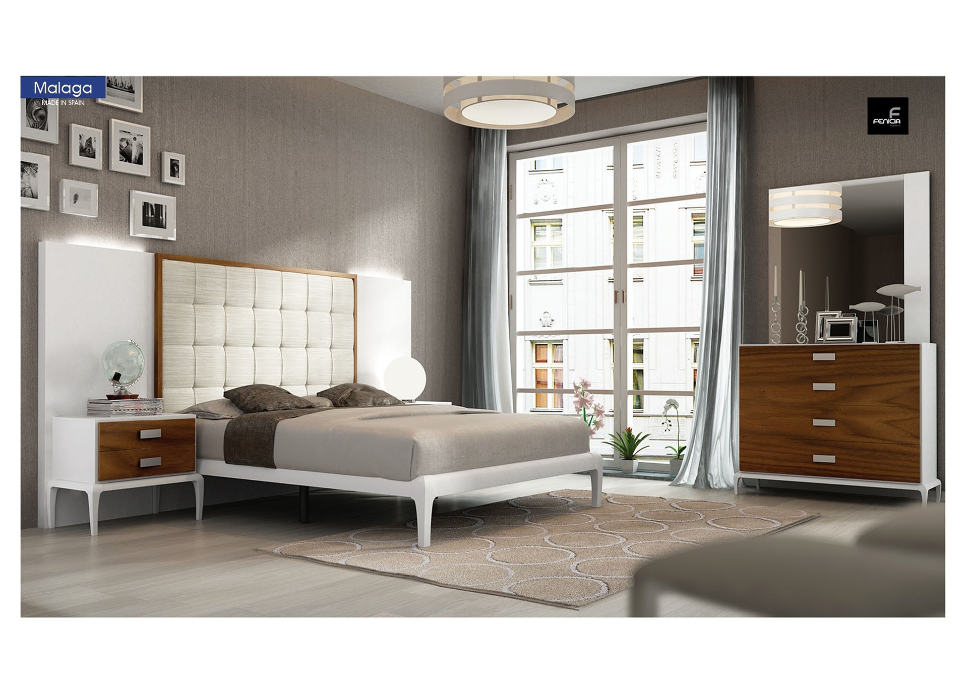 Malaga Beige & White Nightstand,ESF Wholesale Furniture