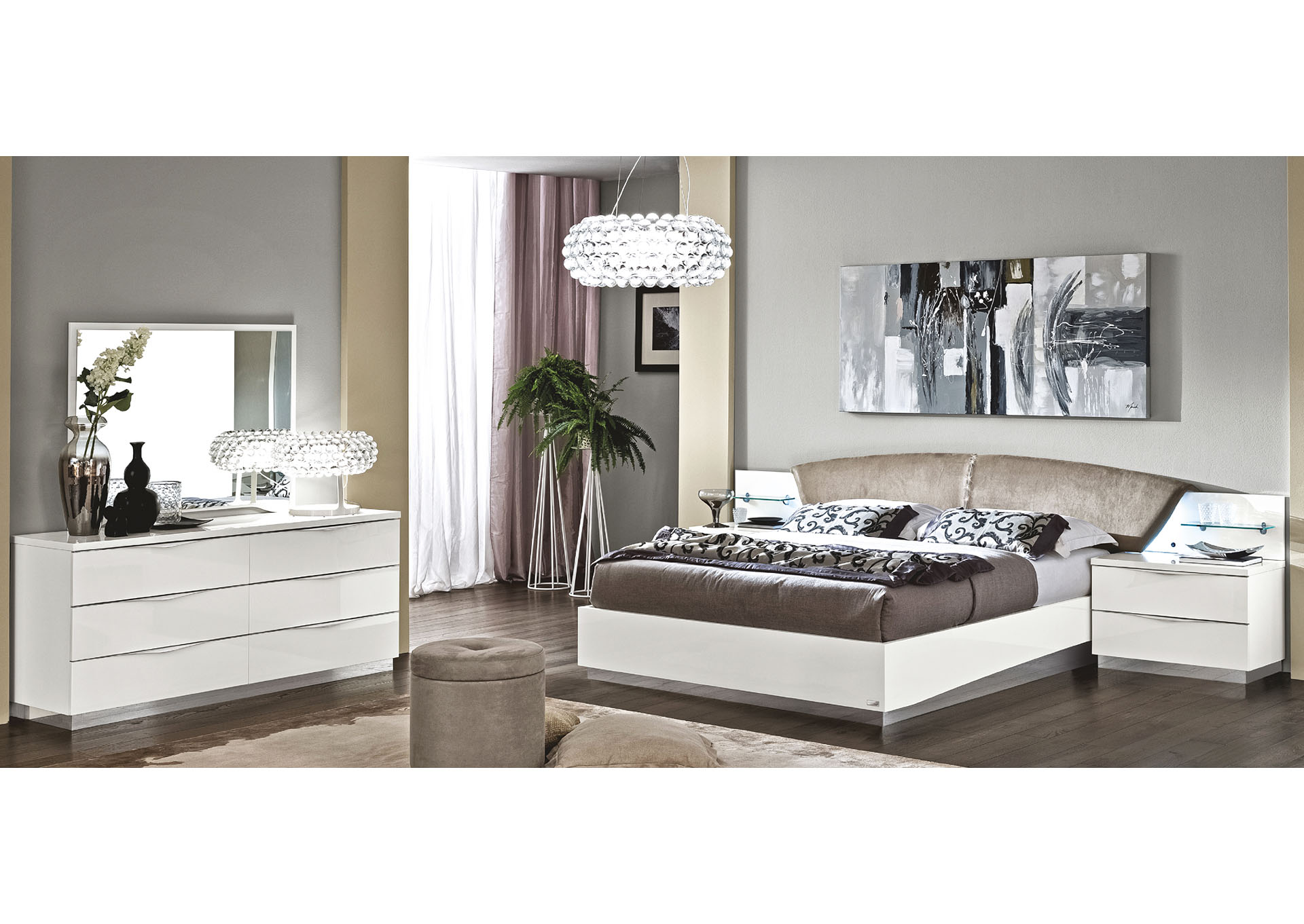 Onda Beige & Walnut Double Dresser,ESF Wholesale Furniture