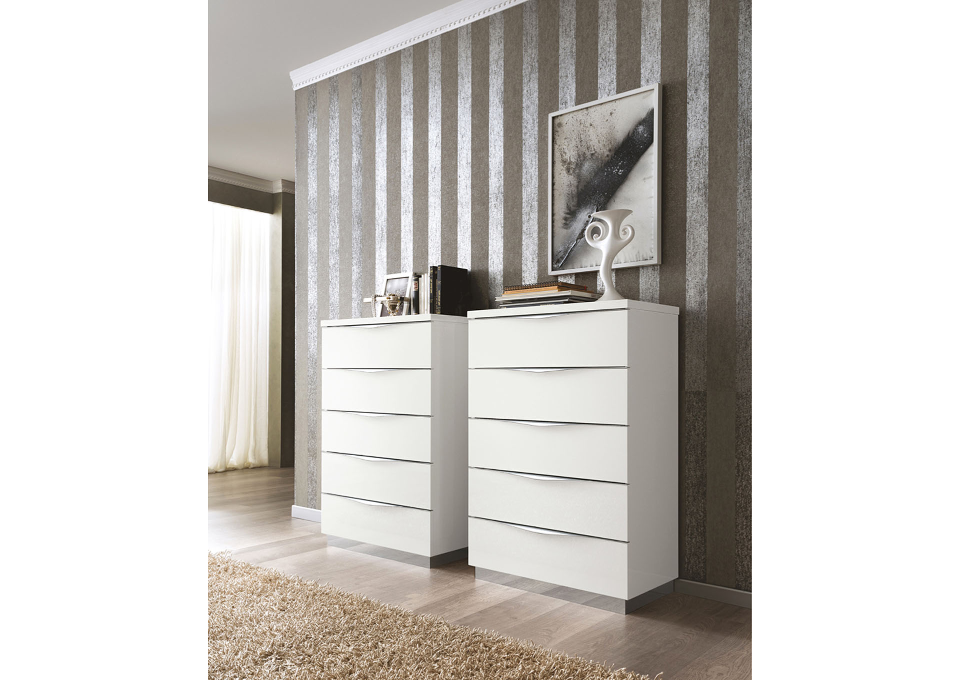 Onda Beige & Walnut Chest,ESF Wholesale Furniture