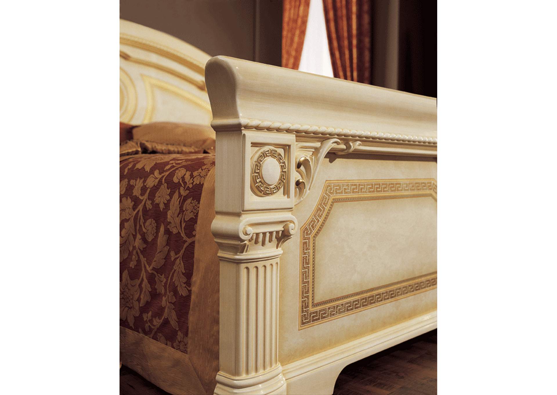 Aida Bed Ivory with Gold SET,ESF Wholesale Furniture