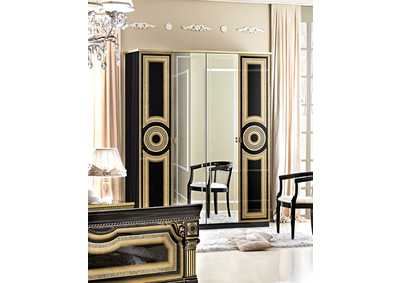Image for Aida Black with Gold 4-door Wardrobe