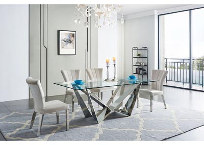 Image for 2061 Beige & White Glass Top Dining Set W/ 4 Chairs