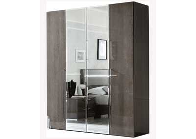Platinum 4 Door Wardrobe with 2 Mirrors Silver Birch