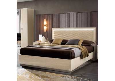 Image for Light Beige Ambra Rombi Bed Queen W/Led Set