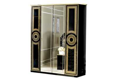 Image for Aida Black - Gold 4 Door Wardrobe SET
