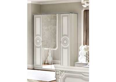 Image for White, Grey/Silver Aida White/Silver 4 Door Wardrobe Set