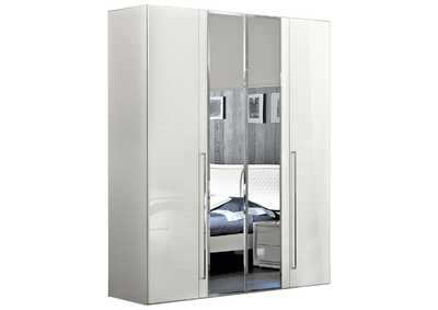 Image for Dama Bianca 4 Door Glass Doors Wardrobe White SET