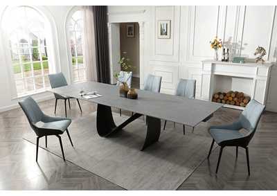 Image for 9087 Table Dark Grey with 1239 Swivel Blue Chairs SET