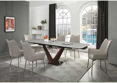 Image for 9188 Table with 1218 Swivel Grey Taupe Chairs SET