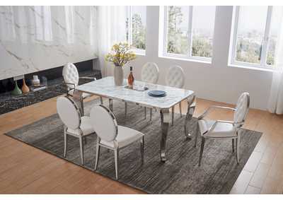 Image for 110 Marble Dining Table with 110 White Chairs SET