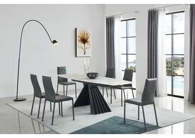 Image for 152 Marble Dining Table with 196 Grey Chairs SET