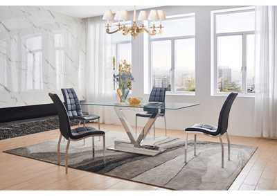 Image for Zig Zag Dining Table with 365 Black Chairs SET