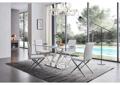 Image for White, Grey/Silver Zz Dining Table 160