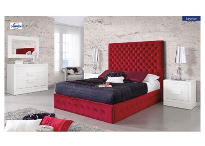 Image for Leonor White & Burgundy Bedroom Set