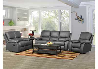 Image for Grey/Silver 1415 Sofa Dark Grey W/2 Recliners