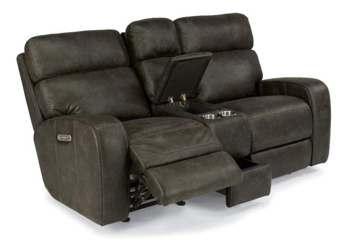 Tomkins Park Steel Power Reclining Loveseat with Console & Power Headrests,Flexsteel