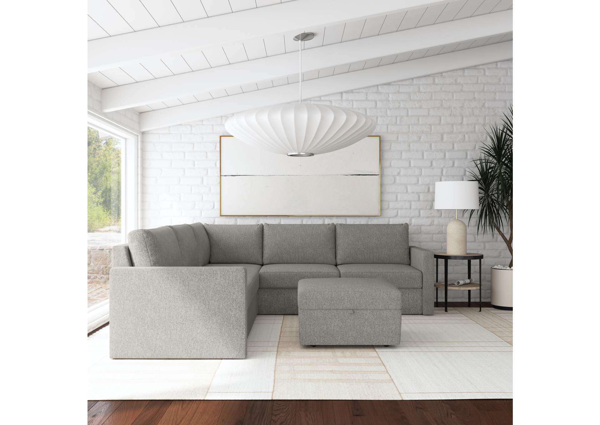 Flex 5 - Seat Sectional With Standard Arm And Storage Ottoman,Flexsteel