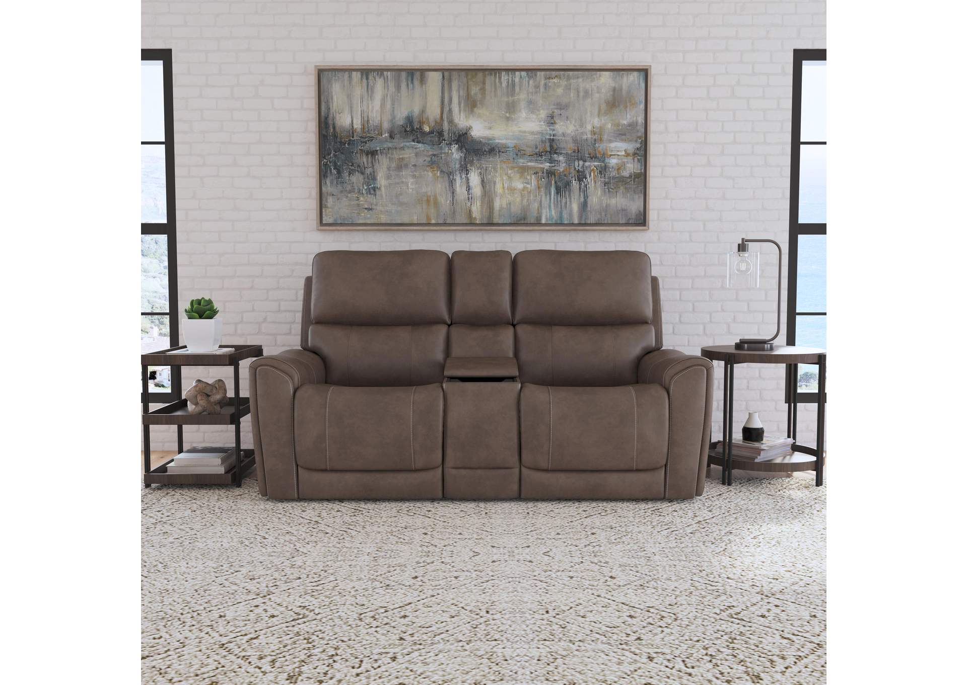 Carter Power Reclining Loveseat With Console & Power Headrests & Lumbar,Flexsteel