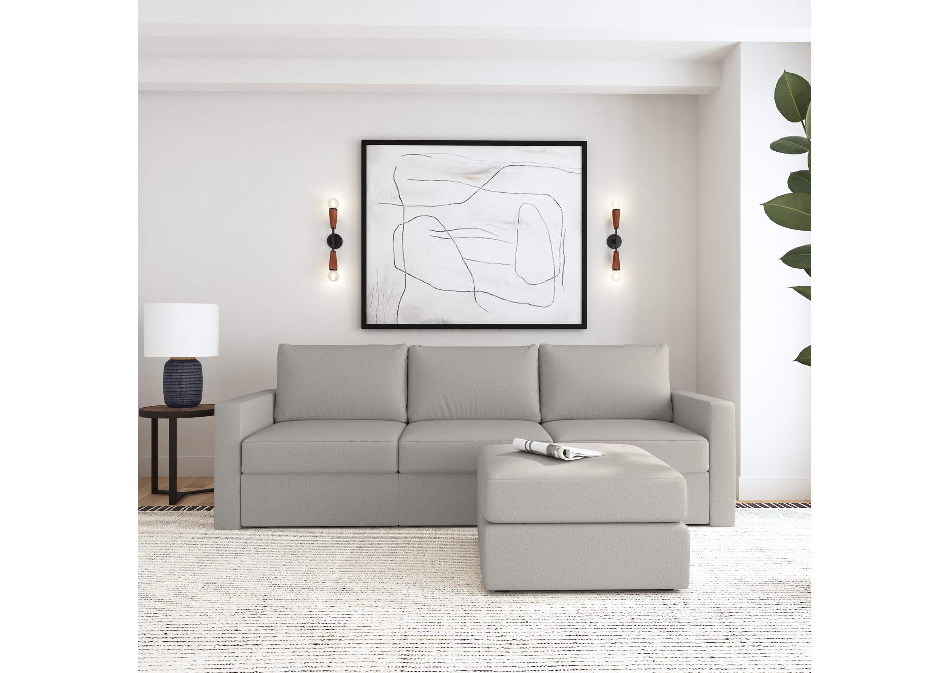 Flex Sofa With Standard Arm And Ottoman,Flexsteel