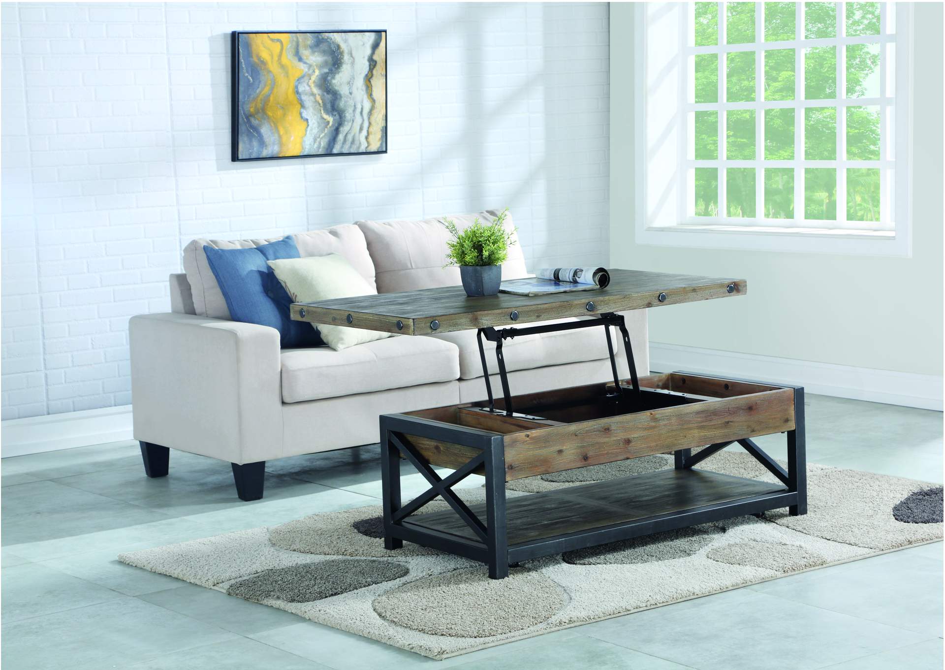 Carpenter Rectangular Lift - Top Coffee Table With Casters,Flexsteel