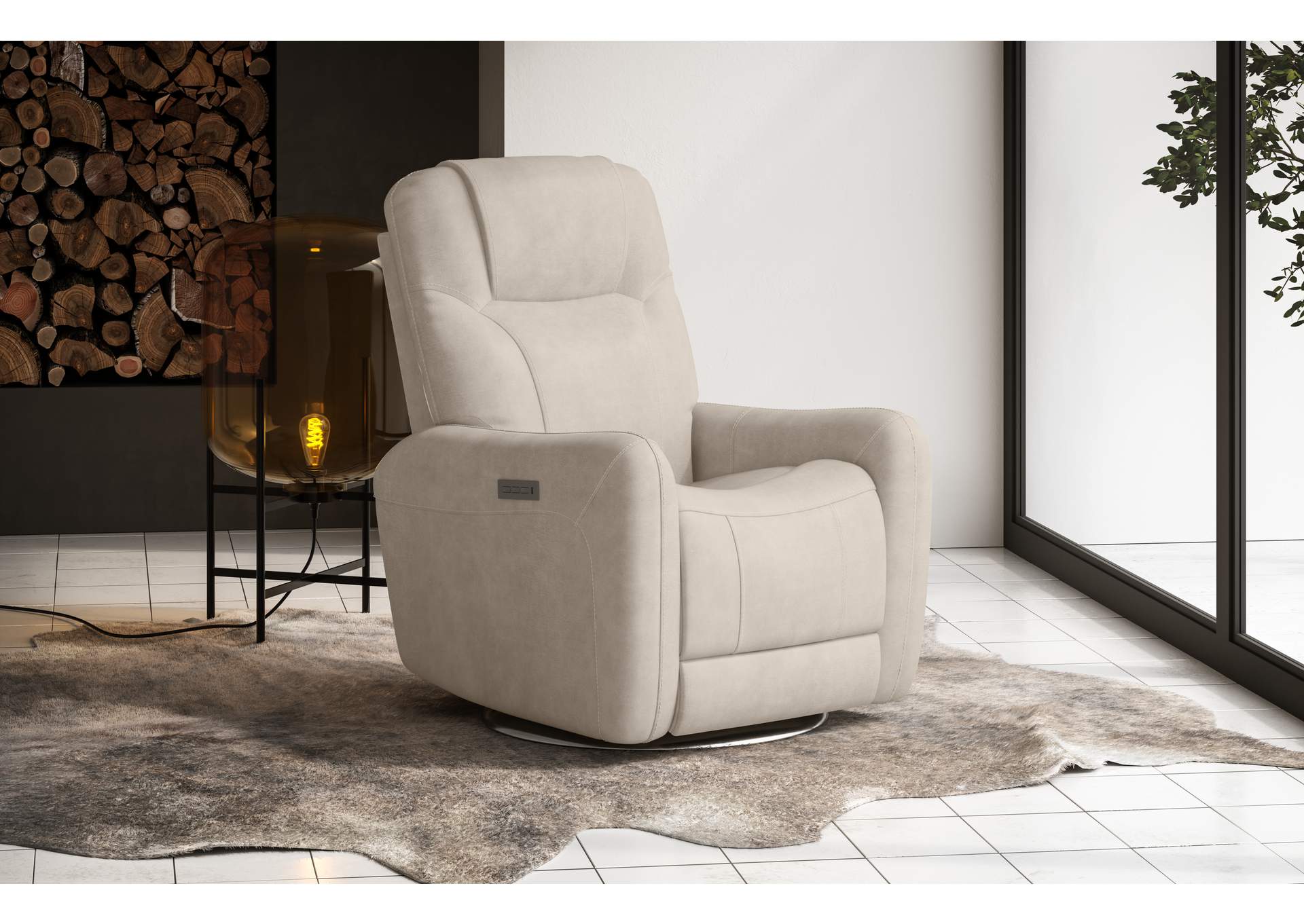 Degree Power Swivel Recliner With Power Headrest,Flexsteel