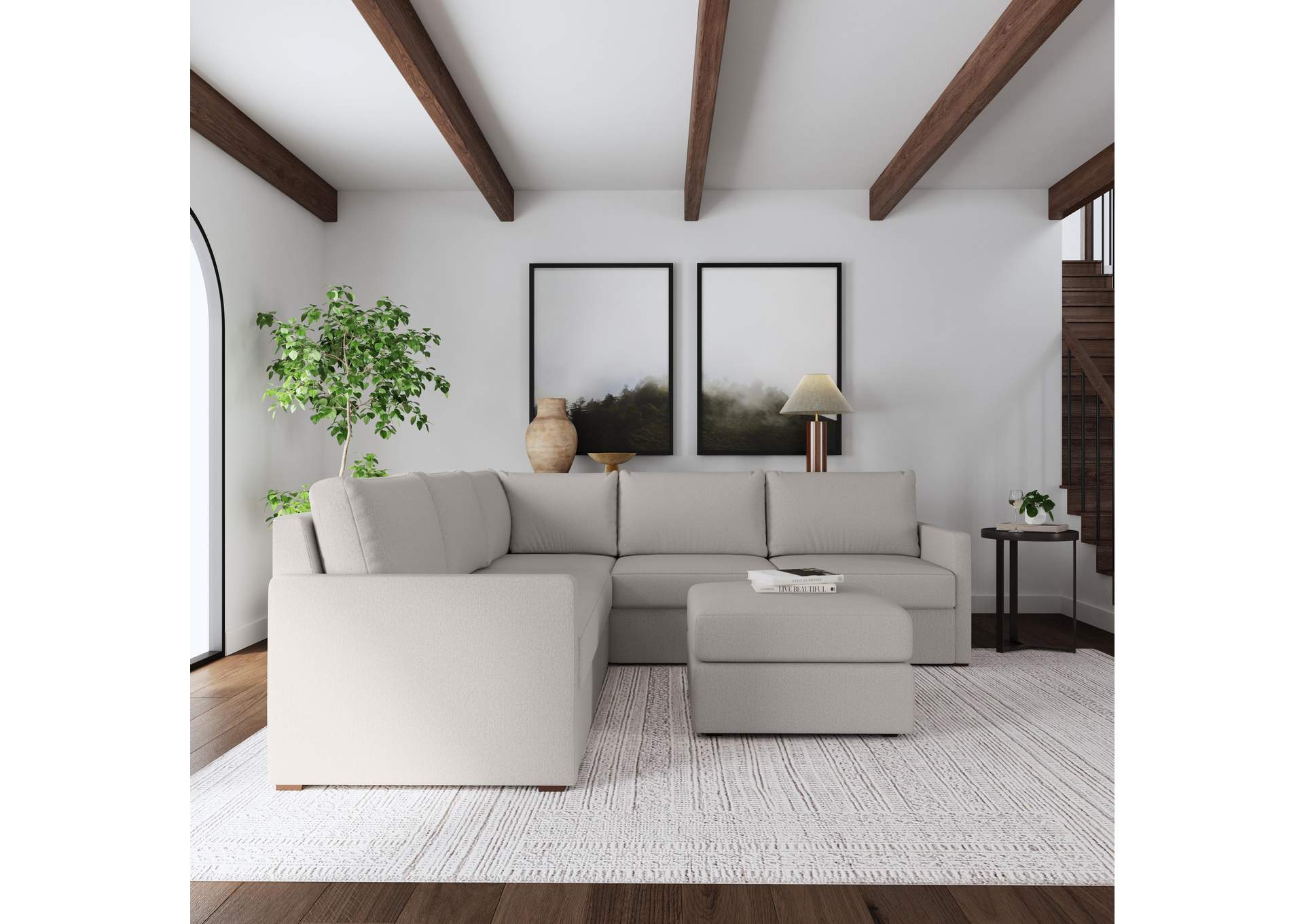 Flex 5 - Seat Sectional With Narrow Arm And Ottoman,Flexsteel