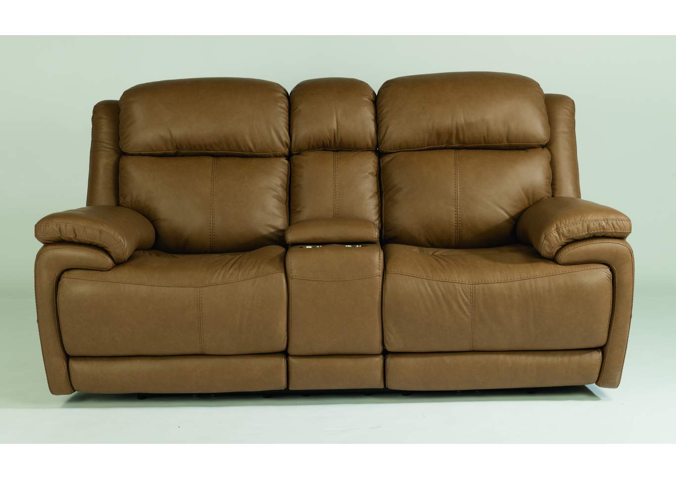 Elijah Tan Power Reclining Loveseat with Console & Power Headrests,Flexsteel