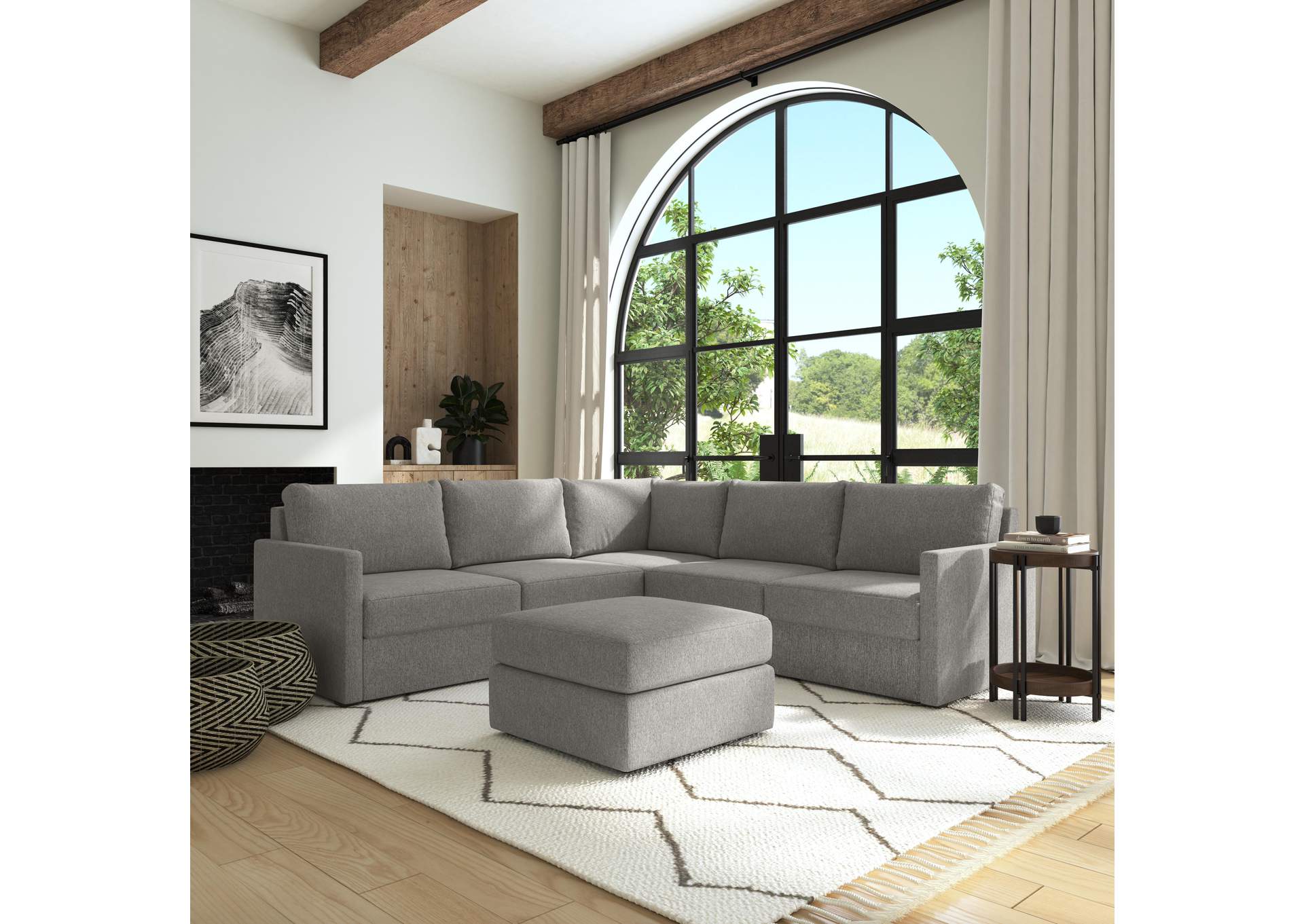 Flex 5 - Seat Sectional With Narrow Arm And Ottoman,Flexsteel