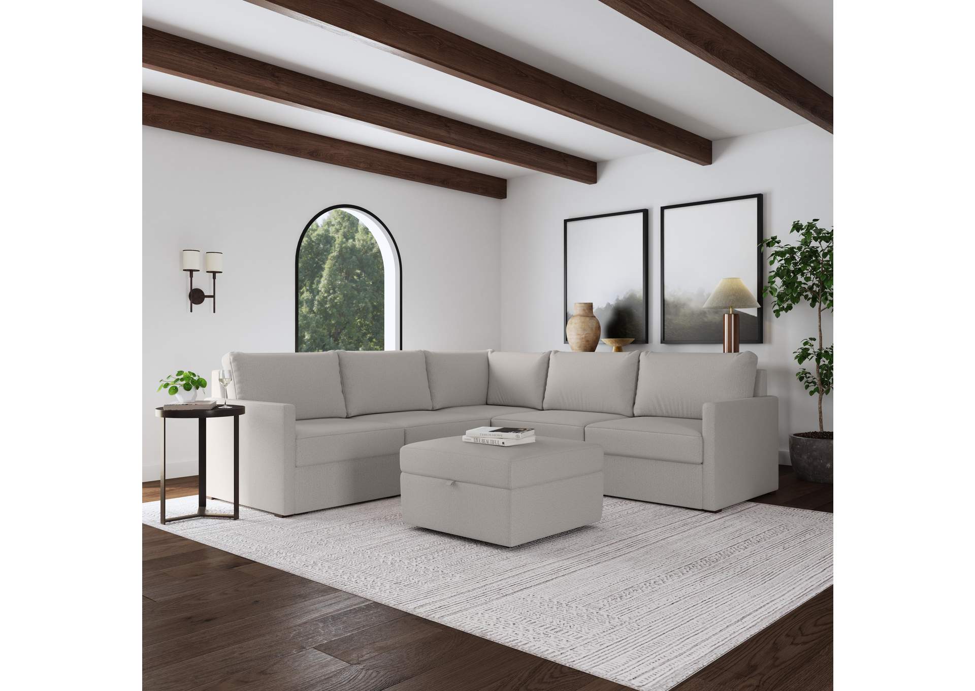 Flex 5 - Seat Sectional With Narrow Arm And Storage Ottoman,Flexsteel