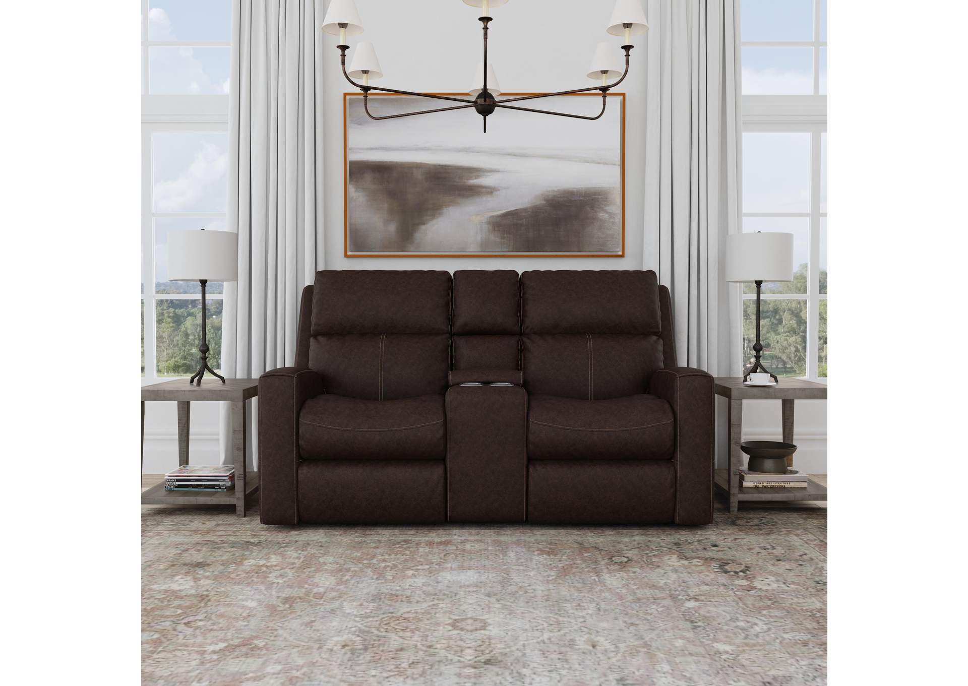 Score Power Reclining Loveseat With Console & Power Headrests & Lumbar,Flexsteel